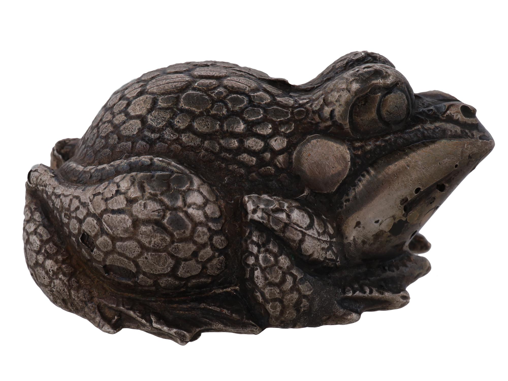 RUSSIAN SILVER PAPERWEIGHT FROG FIGURINE PIC-3
